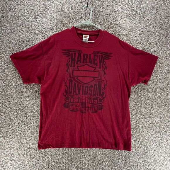 Harley Davidson Motorcycles Shirt Mens Extra Large Red Myrtle Beach SC Hanes VTG - Picture 1 of 10